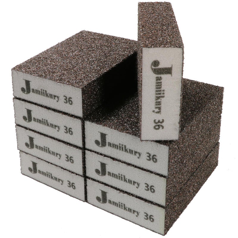 Jamiikury 8Pcs 36 Grit Sanding Blocks, Jamiikury Coarse Sanding Sponge Washable and Reusable, Wet Dry Sandpaper Sponge for Wood Metal FurniturePaint and Drywall - Image 1